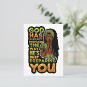 God heeft de manier waarop hij zich voorbereidt al briefkaart (Staand voorkant)