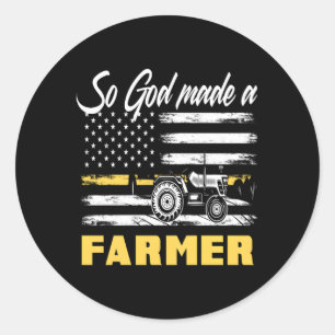God heeft een boer-Amerikaanse vlagtractor-boer ge Ronde Sticker