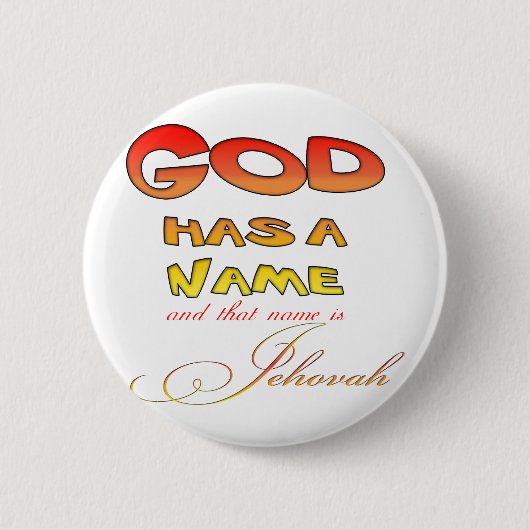 God heeft een naam Jehovah Ronde Button 5,7 Cm (Voorkant)