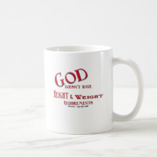 God heeft geen eisen ten aanzien van hoogte en gew koffiemok