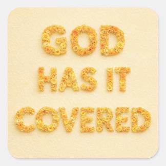 God heeft het afgedekt gele bloemen Christelijk ge Vierkante Sticker