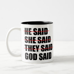 God heeft het laatste woord tweekleurige koffiemok