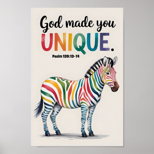 God Heeft Jou Uniek Gemaakt Christelijke Kinderkam Poster (Voorkant)