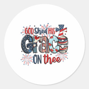 God heeft zijn genade afgeworpen op 4 juli Groovy Ronde Sticker