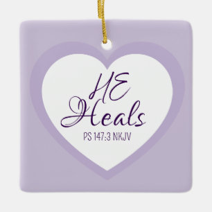 God Heelt de Gebrokenharten Lichtpaarse Troost Keramisch Ornament