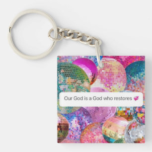 God Herstelt Christelijk Geloof Disco Bal Sleutelhanger