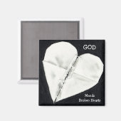 GOD HERSTELT GEBROKEN HARTEN: POTLOOD REALISME MAGNEET (Voorkant / Achterkant)