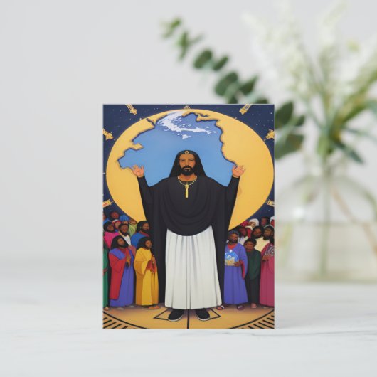 God houdt van het World Christelijk Art Briefkaart (Staand voorkant)