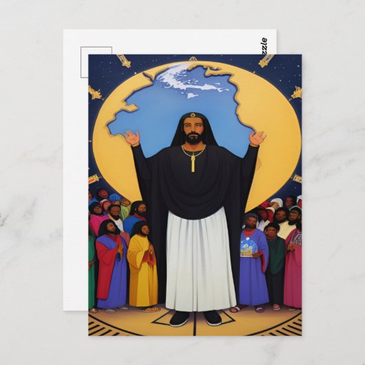 God houdt van het World Christelijk Art Briefkaart (Voorkant / Achterkant)