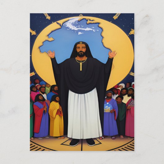 God houdt van het World Christelijk Art Briefkaart (Voorkant)