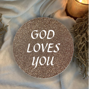God houdt van je glitter aangepaste tekst Christel Ronde Sticker