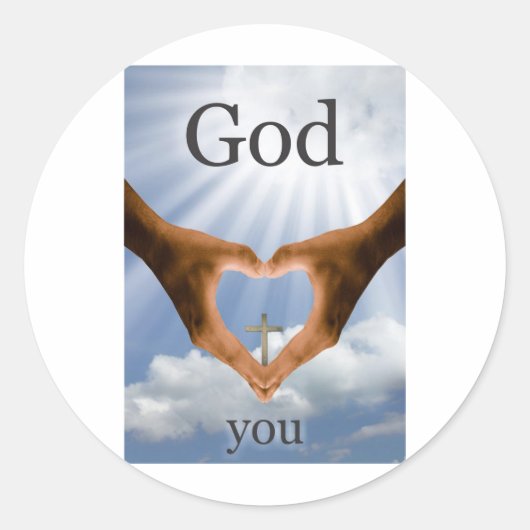 God houdt van je ronde Sticker (Voorkant)
