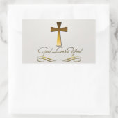 God houdt van jou rechthoekige sticker (Tas)