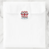 God houdt van jou ronde sticker (Tas)