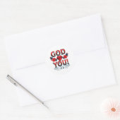 God houdt van jou ronde sticker (Envelop)
