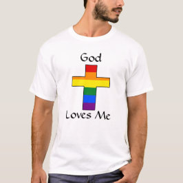 God houdt van mij LGBTQ regenboogkruis T-shirt