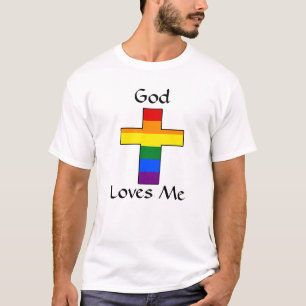 God houdt van mij LGBTQ regenboogkruis T-shirt