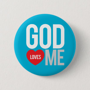 God houdt van mij ronde button 5,7 cm
