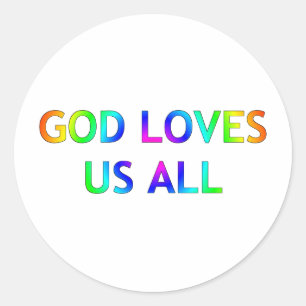 God houdt van ons allen ronde sticker