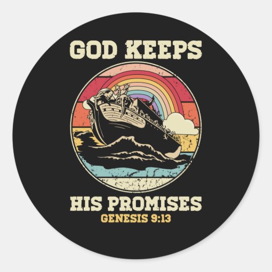 God houdt zijn beloften Genesis 9 13 Regenboog Noa Ronde Sticker (Voorkant)