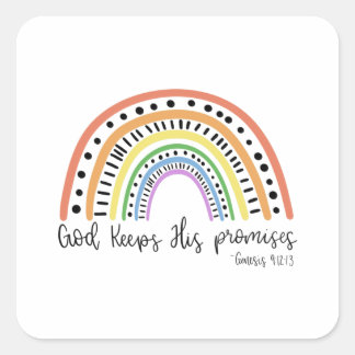 God houdt zijn beloften - regenboog vierkante sticker