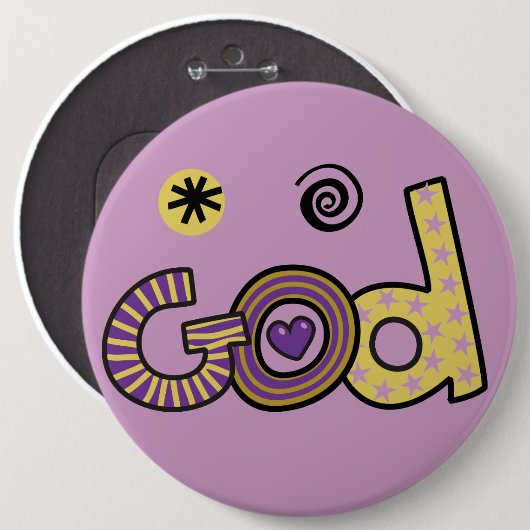 God I Doodles I Paars I 6x6 Button (Voorkant /achterkant)