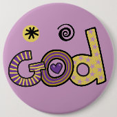God I Doodles I Paars I 6x6 Button (Voorkant)
