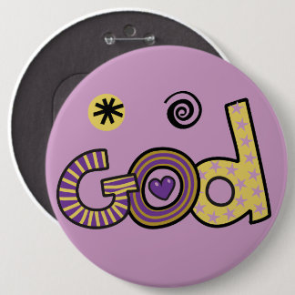 God I Doodles I Paars I 6x6 Button