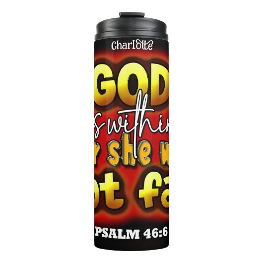 God in haar: zij overwint thermosbeker (Voorkant)