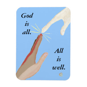 God is alles, wel energie, multi-raciale handen ma magneet