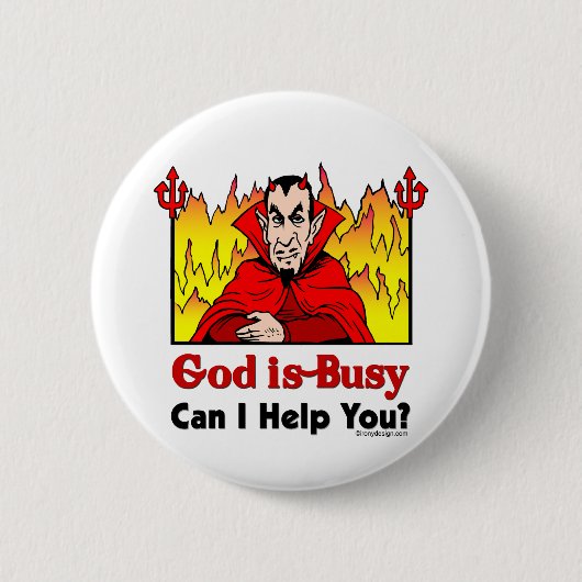 God is bezig met grappig design ronde button 5,7 cm (Voorkant)