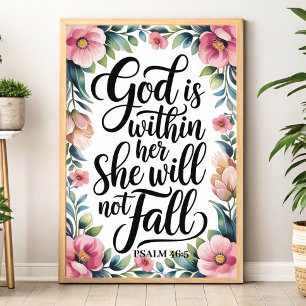 God Is Binnen Haar – Christelijke Muurkunst voor V Poster