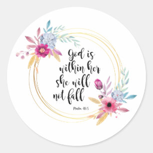 God is binnen haar psalm 46:5 ronde sticker