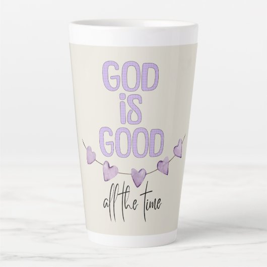 God is de hele tijd goed latte mok (Voorkant)
