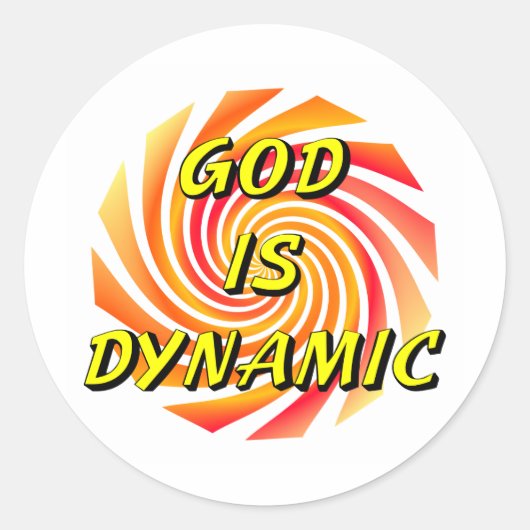 God is Dynamisch Christelijk Ronde Sticker (Voorkant)