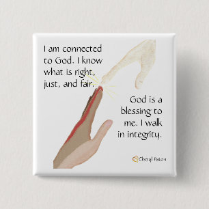 God is een zegen. Ik loop in Integriteit Buttonnen Vierkante Button 5,1 Cm