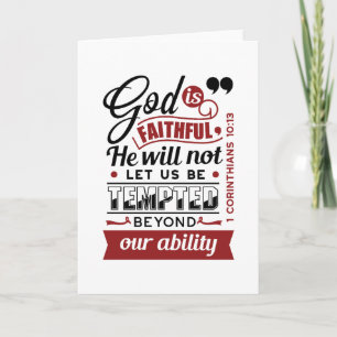 God is Getrouw – 1 Korintiërs 10:13 Bijbelvers Bedankkaart