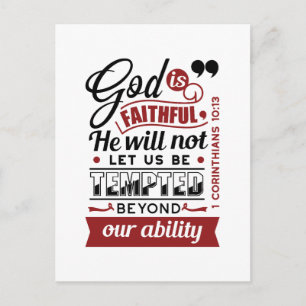God is Getrouw – 1 Korintiërs 10:13 Bijbelvers Briefkaart