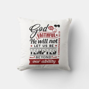 God is Getrouw – 1 Korintiërs 10:13 Bijbelvers Kussen