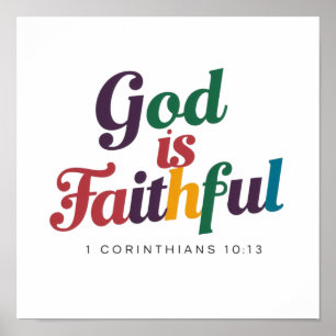 God is Getrouw 1 Korintiërs 10:13 Bijbelvers Poster