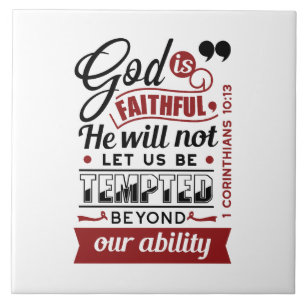 God is Getrouw – 1 Korintiërs 10:13 Bijbelvers Tegeltje