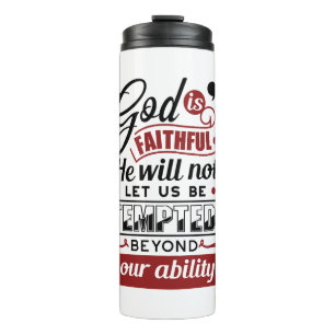 God is Getrouw – 1 Korintiërs 10:13 Bijbelvers Thermosbeker