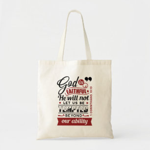 God is Getrouw – 1 Korintiërs 10:13 Bijbelvers Tote Bag