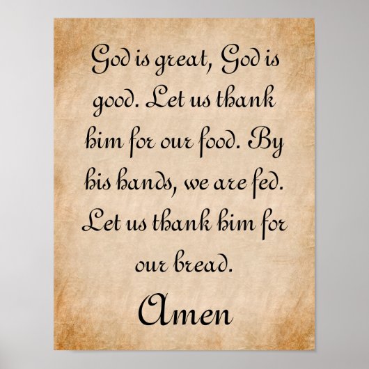 God is geweldig Mealtime Prayer Poster (Voorkant)