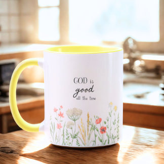 God Is Goed Altijd Bloemmotief Mok