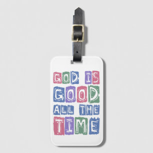 God is goed, altijd Retro geloof Bagagelabel