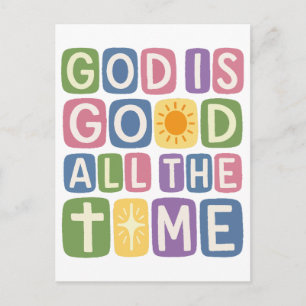 God is goed de hele tijd Retro geloof Briefkaart