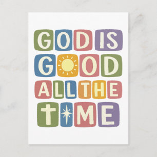 God is goed de hele tijd Retro geloof Briefkaart