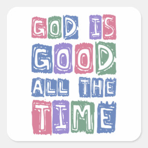 God is goed de hele tijd Retro geloof Vierkante Sticker