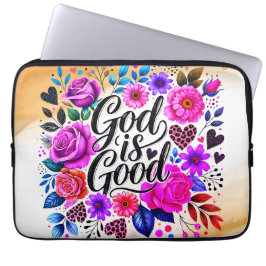 God is goed religieus citaat Elektronica Toegangst Laptop Sleeve